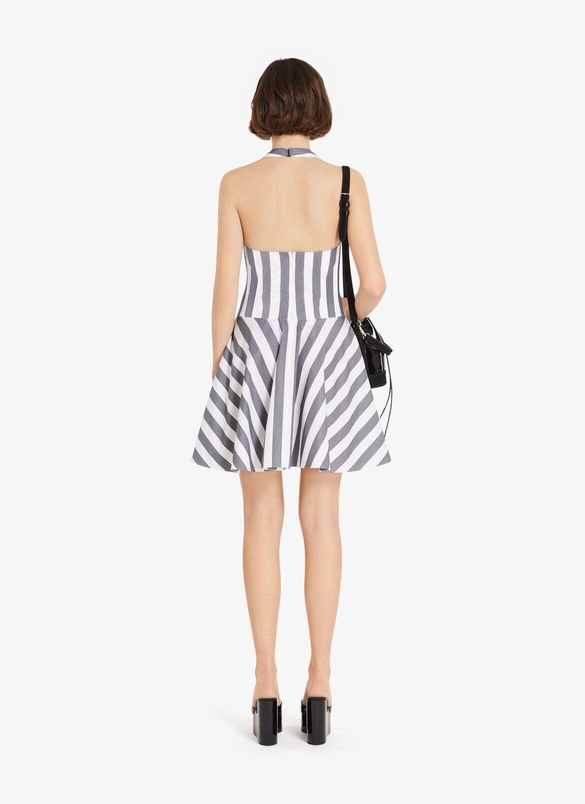 Short striped poplin Sun-Dress ALAÏA WHITE/BLACK SHORT STRIPED POPLIN SUN-DRESS